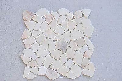 Interlocking Pebble Floor Tiles (5-Pack) Kitchen, Bathroom, and Patio Flooring | Indoor and Outdoor Use | Natural Jade Citric Stones | Quick and Easy Grout Installation
