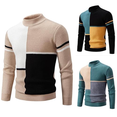 Cambkatl Men's Color Block Turtleneck Sweaters, Slim Fit Casual Long Sleeve Pullover Knit Sweaters Thermal Tops2