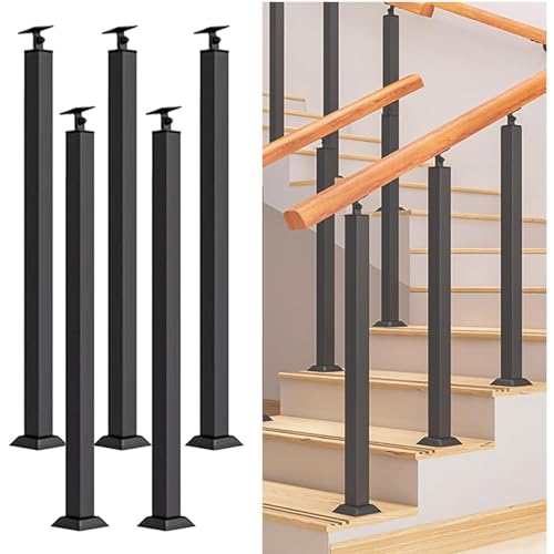Postes para escaleras exteriores e interiores con soporte angulado metálico