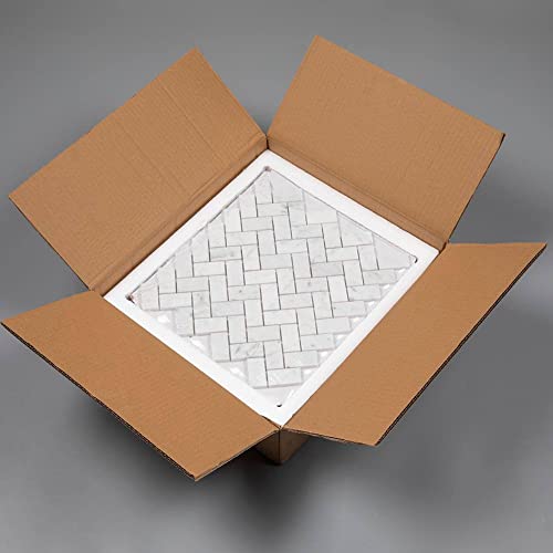 Adolif Carrara White Marble Mosaic Tile, 100% Natural Marble, Honed, Carrara White Marble Mosaic For Kitchen Bathroom Wall Floor Backsplash Shower, 5 Sheets, 1×2 Inch Herringbone #TOP6