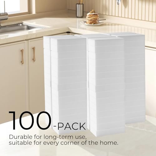 Image of (100 Pack 3.9 inchx2.3 inchx0.8 inch) Melamine Sponges Magic Cleaning Sponges in Bulk Eraser Sponges for Kitchen Bathroom Cleaning Supplies for Stains and Dirt