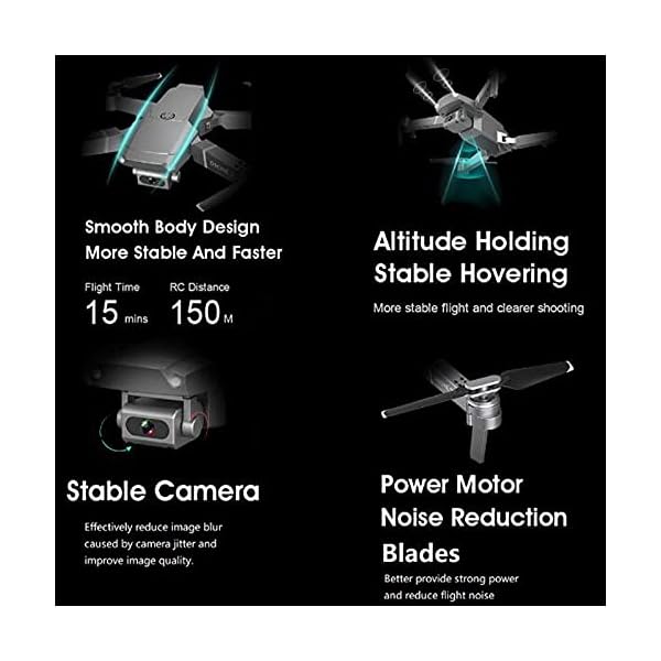 Drohne mit Kamera 4 K HD Fernbedienung WiFi APP Quadrocopter Flugzeit 30 Minuten 2 Akkus Headless Modus mit… – Bild 6