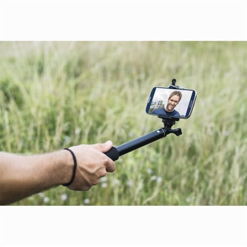 Hama Support de Smartphone pour trépied et Perche à Selfie (Tête de trépied pour Mobile, Pince Universelle pour téléphone Portable iPhone et Android, Pas de vis 1/4", Largeur de 5,5 à 8,2 cm) Noir