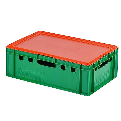 Logiplast E2 Kiste mit rotem Deckel 600 x 400 x 200 mm Fleischkiste Lagerkiste Metzgerkiste in grün