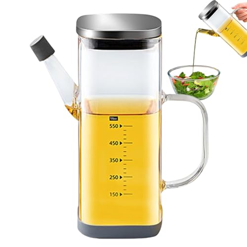 Renchey Dispensador de Aceite en Botella | Sin Fugas 550 ml Almacenamiento de Aceite y Grasa - Vaciador Preciso Reutilizable Antigoteo para Cocina Hogar Restaurante Ensalada