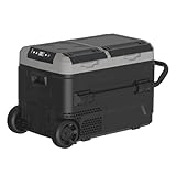 Wisepick Vehicle Refrigerator 50 Liter/53 Quart DC 12/24V, AC 100-240V Dual Zone Portable Freezer with Wheels for Car Truck Outdoor and Home Use