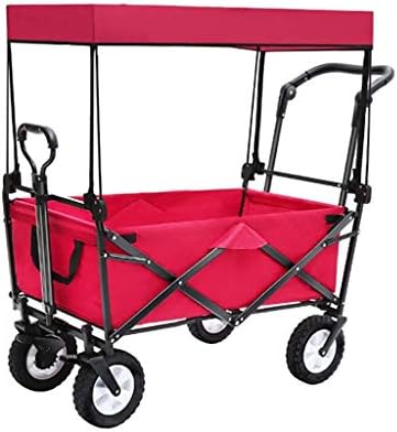 Carrito de jardín plegable para el hogar, carrito resistente con toldo, carrito de compras multifunción para acampar al aire libre, playa, camión