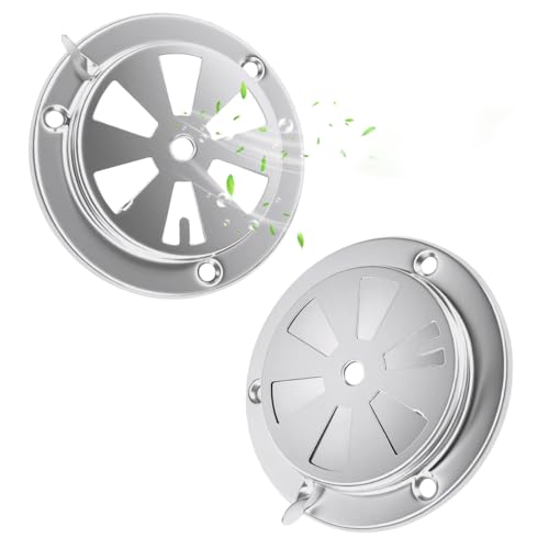 FTISSLY Lot de 2 Grilles d'Aération de Barbecue en Acier Inoxydable 95 mm avec Régulateur de Tirage Grille Aeration Ronde Grilles d'Aérations pour Fumoir pour Extérieur, Bricolage et Caravane