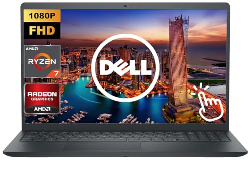 Image of Dell Inspiron, 15.6 inch FHD Touchscreen Business Laptop Computer, 16GB RAM 256GB SSD, 8-Core AMD Ryzen 7 7730U (Up to 4.5 Ghz), Windows 11, Numeric Keypad, HDMI, Black