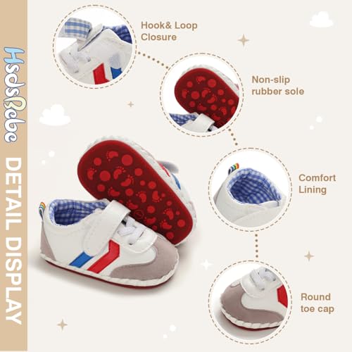 Image of HsdsBebe Baby Boys Girls Pu Leather Hard Bottom Walking Sneakers Toddler Rubber Sole First Walkers Infant Cartoon Slippers Crib Shoes