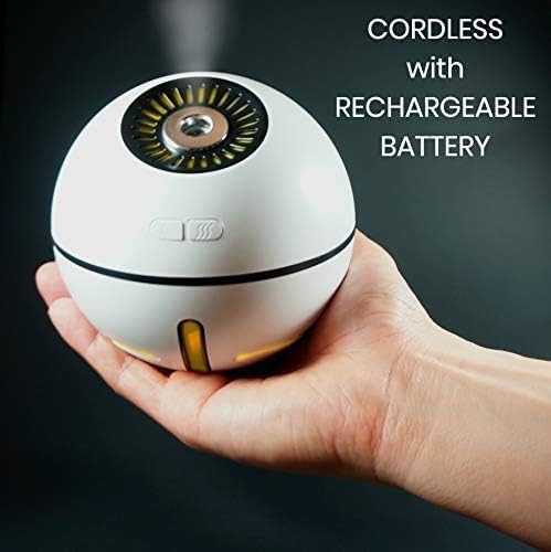Cordless Rechargeable Built-in Battery-Operated Cool Mist Humidifier - up to 12 Hours, Alternating Mood Light for Home, Office, Baby, Travel (White)