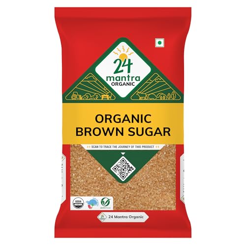 Image of 24 Mantra Demerara Sugar /Bura Sugar /Brown Sugar /Brown Chini - 500gms | Pack of 1 | 100% Organic | Chemical Free & Pesticides Free | Solvent-free | Ideal for Bakery & Confectionary