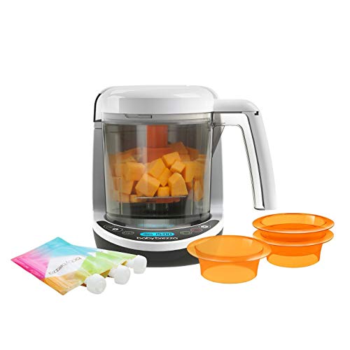 Image of Baby Brezza One Step Food Maker, with 1 Baby Food Maker, 3 Reusable Food Pouches, 3 Easy-Fill Funnels, White