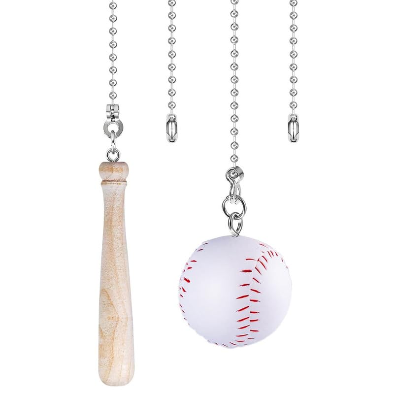 Image of Baseball Ceiling Fan Pull Chain Decorative Extension Light Pull Chain Set,Sport Theme Fan String Charm Decorative Extension,Fan Light Chains Ornaments,Baseball Pendant for Ceiling Fans Lights Lamp