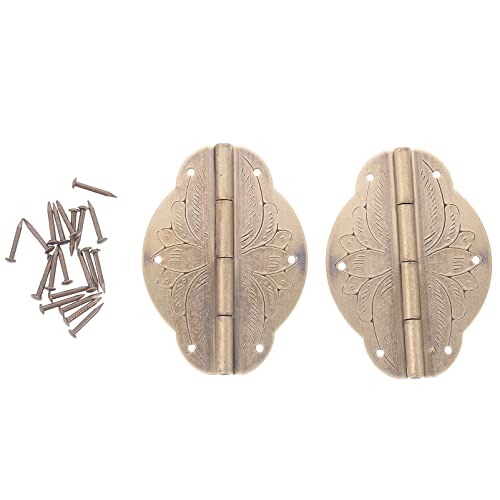 TEHAUX 2Pcs Vintage Hinges for Cabinet Decorative Hinges Retro Brass Hinges Stable Jewelry Box Hinges for Cabinets, Wardrobes, Bookcases