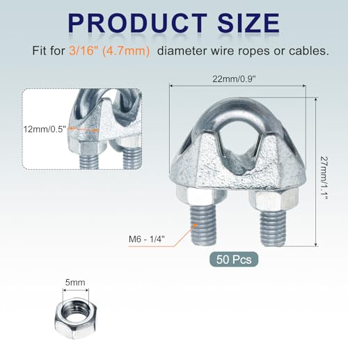 Fixation de selle pour câble métallique M6 résistant aux tensions