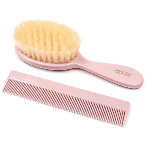Coffret brosse et peigne bébé rose rose idéal pour cadeau de naissance et baby shower