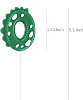 Vista 6 de Vela de cumpleaños verde 0, velas de dinosaurio de 2.76 pulgadas con número de fiesta temática para pastel