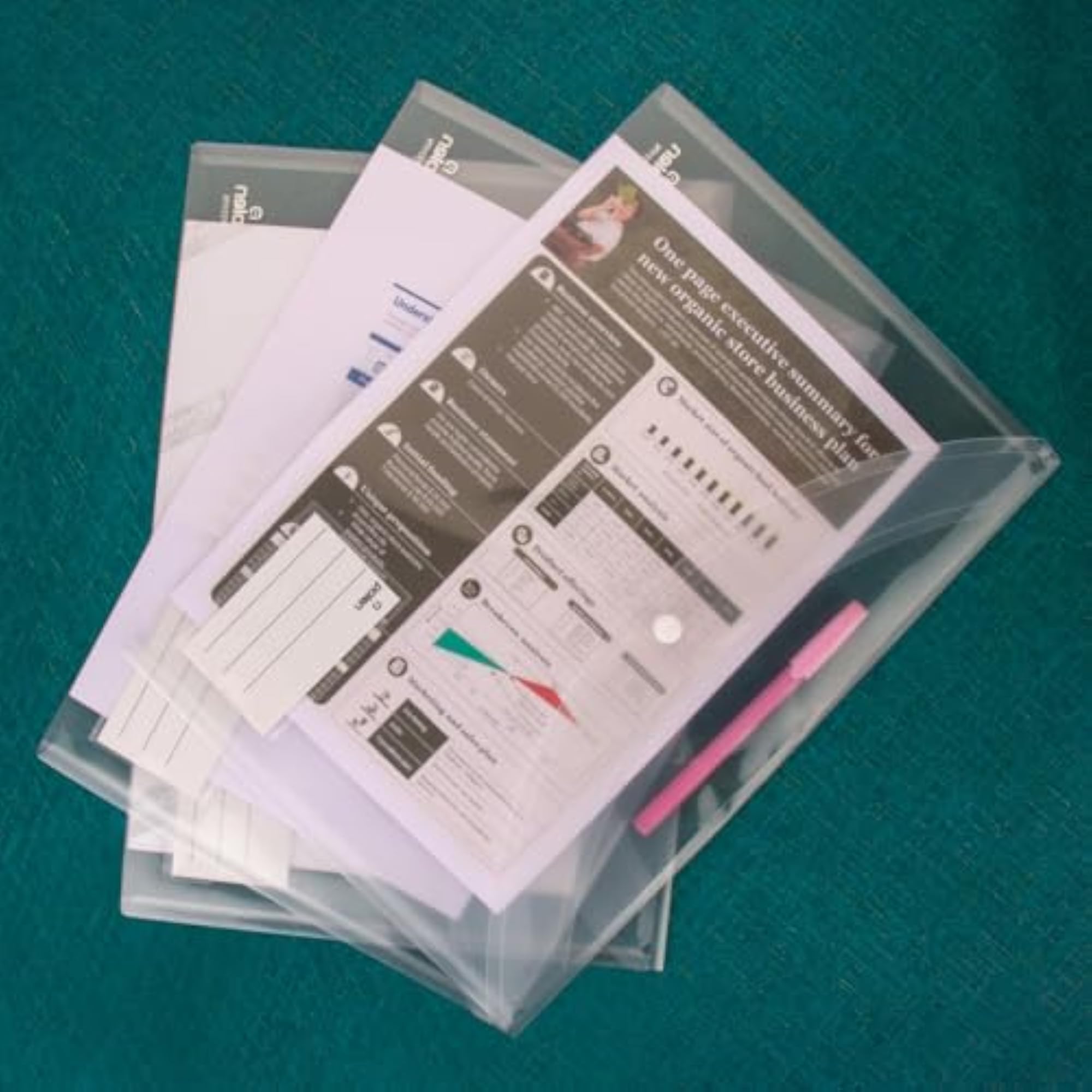 24 Pcs Transparent Button File Folder, Waterproof