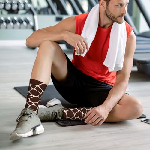 MOLIAN Giraffe Print Pattern Athletic Crew Socks For Women Men Novelty Sports Socks4