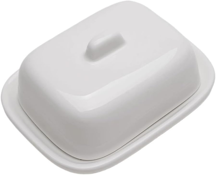 Butter Dishes White Ceramic Square European Style Pure White Ribbon Covered Porcelain Butter Plate Butter Dish Western Hotel Tableware Butter Storage