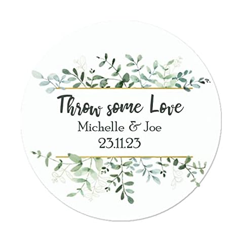 35 Personalised Confetti Wedding Stickers Sprinkle The Love, Throw me, Cone Bags Favour Luxury (Green) Cover