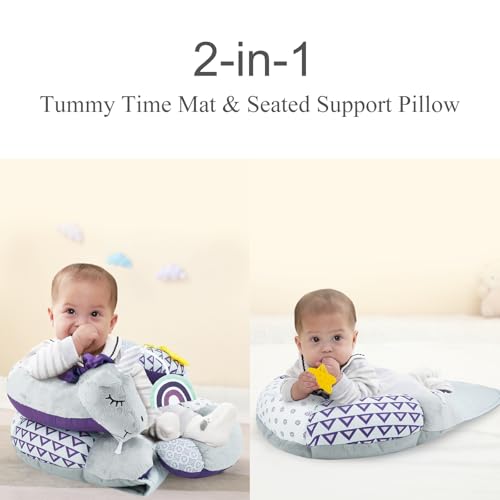 Image of Lovvie & Joy 2-in-1 Tummy Time Mat & Seated Support Pillow,Baby Tummy Time Pillow Support for Newborns and Older Babies,with Detachable Support Pillow and Toys Unicorn