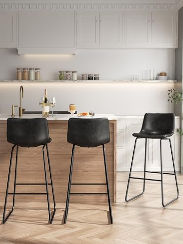 Image of 30in Bar Stools Counter Height Chairs Set of 4 Metal Legs (Black)