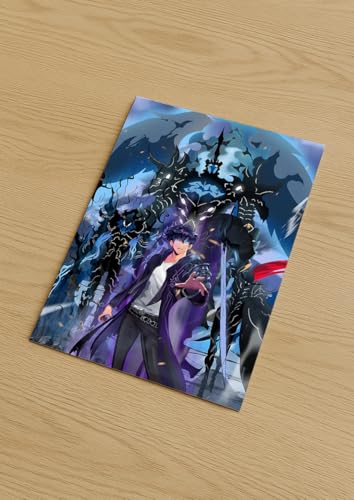Image of NIJUKA Anime Printed Metal sheet Poster For Home And Room Decoration | For Anime Art Fans Boys And Girls (Jin wo Controling shadow army)