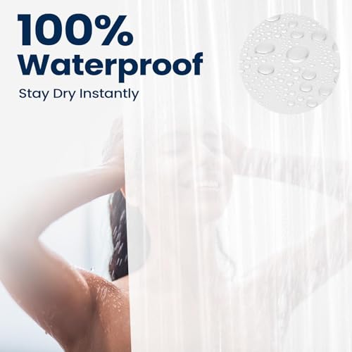Image of downluxe Shower Curtain Liner, PEVA Plastic Shower Liner with 3 Magnets, 72 inch x 72 inch Waterproof Bathroom Curtain, White, 2 Pack
