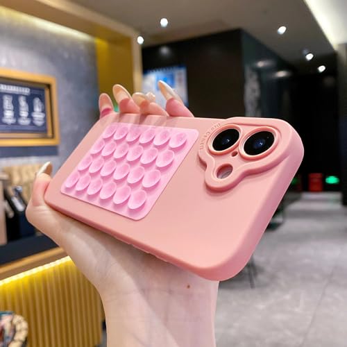 Coque iPhone 16 Pro Max silicone rose antichoc anti-chute ventouse