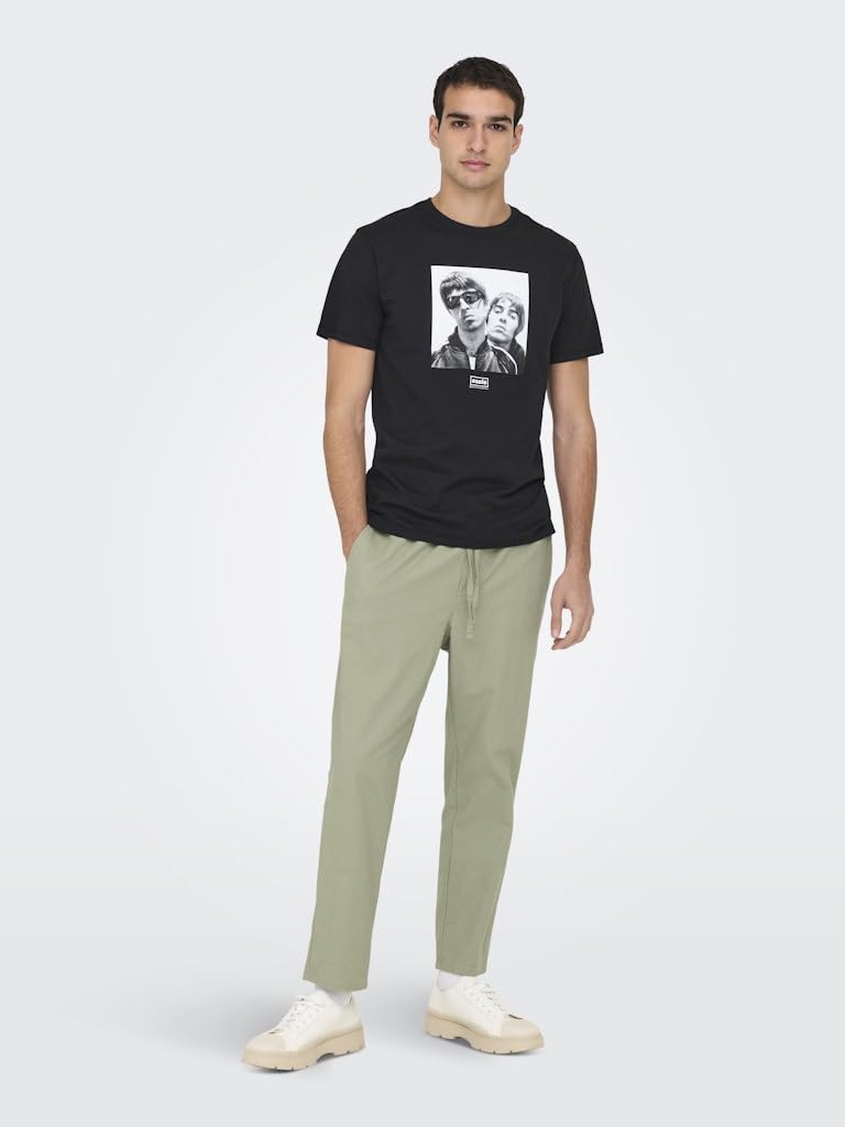 Uomo O&S Pantaloni Rilassati in Tessuto Comodi in Lino e Cotone Pantaloni ONSLINUS da Uomo con Coulisse