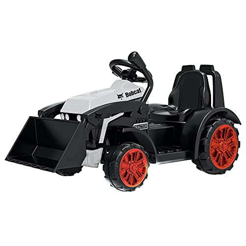 Bobcat Construction Tractor Scooter Kids Electric 6 Volt Ride On Toy with Working Music, Realistic Horn, and Remote Control Parental Access