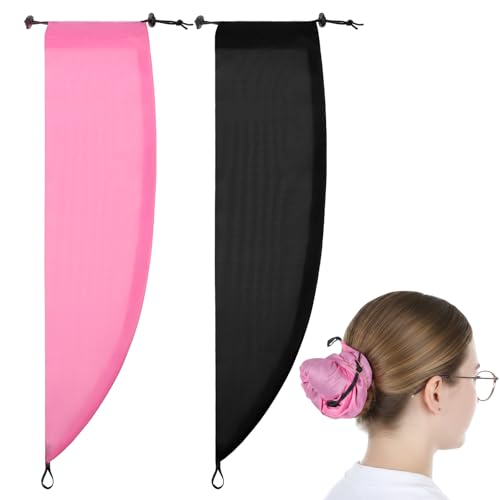 Gjinxi 2 PCS Waterproof Hair Sleeve for Long Hair Crown Washing Shower Ponytail Adjustable Reusable Quick Root Refresh Cap Protect Styled Bathing Hat for Women Shower Gym Travel Pool Beach