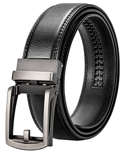 Click Ratchet Belt, Mens Leather Belt for Dress & Casual 1 3/8