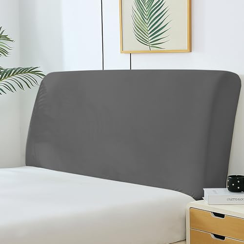 Jinfanshurich Samt Bett Kopfteil Bezug – Staubdichter Dehnbarer Kopfteilbezug, Verdickte Kopfteilhusse, Weich & Waschbar, Universeller Kopfteil Überzug für Schlafzimmer Dekoration (Dunkelgrau)