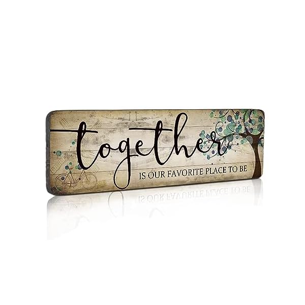 Family art decor inspirational quotes wall hanging sign together is our favorite place to be motivational home art decor wood plaque sign 16×5  urban country home decor
