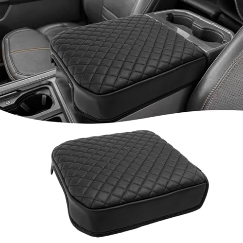 KBH Center Console Armrest Cover for 2023 2024 2025 2026 Ford F250 F350 F450 F550 Super Duty, Vinyl Leather Trim, Arm Rest Lid Cushion Protector, Anti-Scratch, Black (Fits Bucket Seat Console Only)
