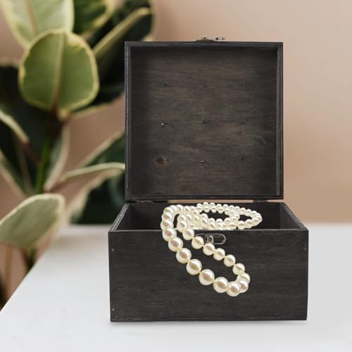 Rangement de colliers et broches en bois vintage : coffret à compartiments - 7