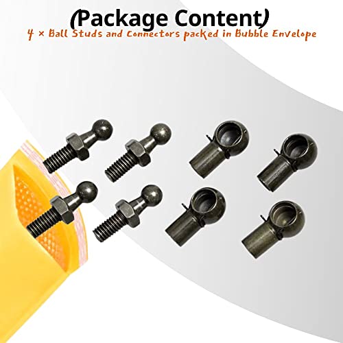 JINGLINGKJ 10 mm Kugelstecknuss M8 männliche Schraube M6 Innengewinde abnehmbare Gasfeder Metall Kugelgelenk Stecker mit Metalldraht Endstück Lager Gelenk (4PCS M6)