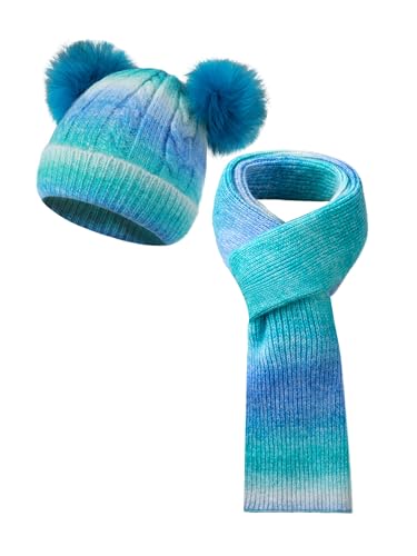 Gorro infantil con pompón y bufanda térmica para evitar el frío de punto