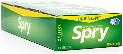 Spry Natural Xylitol Chewing Gum - Spearmint, Blister Cards - Pack of 20
