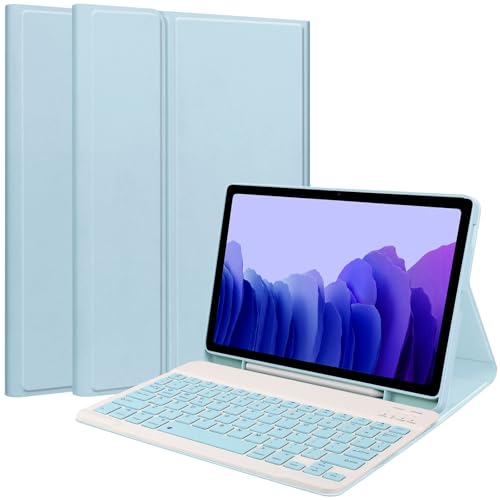 Keyboard Case for Samsung Galaxy Tab A7 10.4inch 2022/2020, Magentic Protective Cover with Pencil Holder, Detachable Wireless Bluetooth Keyboard, Blue