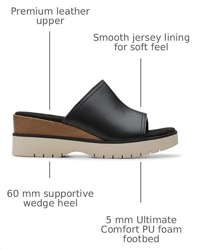 Clarks Clarks Collection Women's Diaz Slide, Black Leather, 10 Medium US