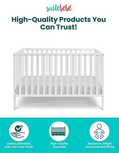 Image of Suite Bebe Palmer Island 3-in-1 Convertible Crib and Toddler Guard Rail Bundle, White