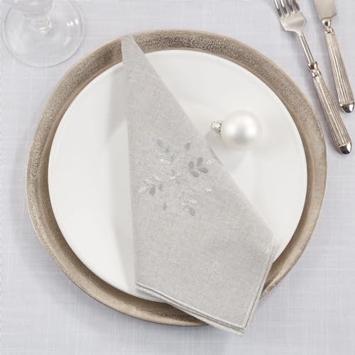 Servilletas de Tela Bordadas Copo de Nieve Set x4 20" miniatura 1