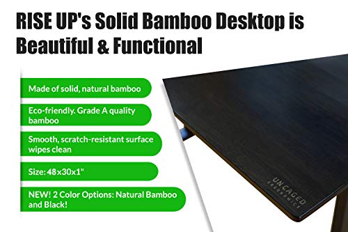 Rise Up Dual Motor Electric Standing Desk 60X30" Solid Bamboo Desktop Premium Ergonomic Adjustable Height Sit Stand Up Home Office Computer Desk Table Motorized Powered Modern Furniture Small Standup #TOP6