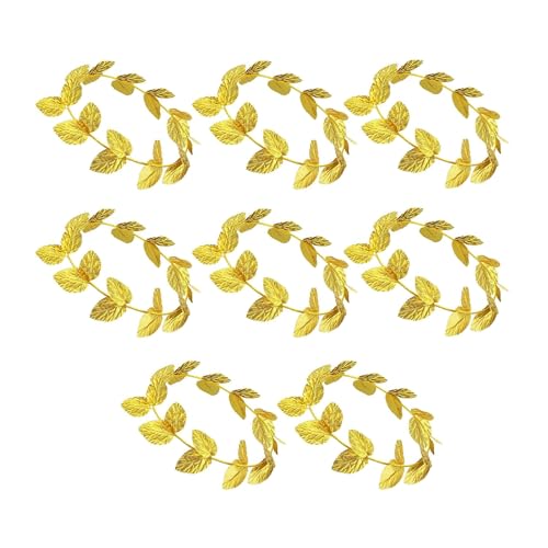 Tezuyok 8pcs Halloween Toga Headpiece Gold Leaf Greek Goddess Accessories Headband Greek Emperor Crown Toga Headwear for Men Women Headdress Toga Party Accessories