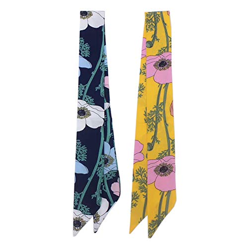 5pcs Branches and Flowers Pattern Bag Handbag Handle Ribbon Scarf Hair Head Band Neck Scarf Neckerchief Scarf Head Wrap for Women Girls Decoration3