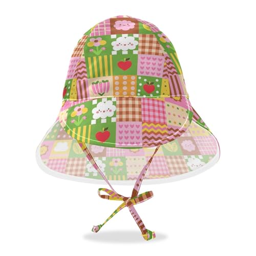 Cute Cartoon Plaid Colorful Baby Sun Hat Boy Water Hats Girls UPF 50+ Protection Adjustable Travel Essentials